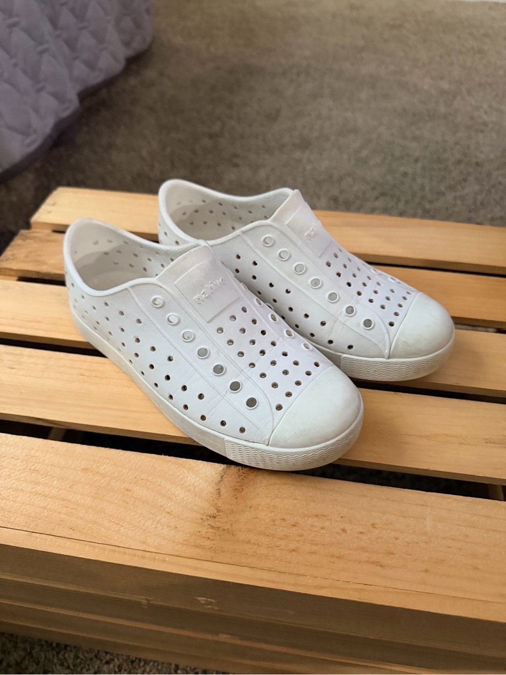 Kids White Native Slip On Shoes